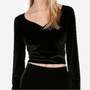 Express Velvet Crop Top Long Sleeve